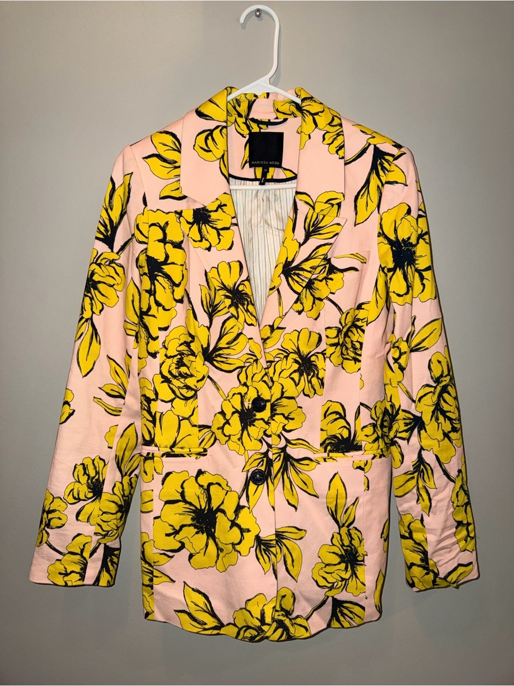 Marissa Webb resort 2019 Pink Blazer  Yellow Floral Print size XS office siren